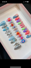 Load image into Gallery viewer, Diesel - Mix n Match Red or Blue Silver Luxury Press On Nail Set - Deluxe Collection
