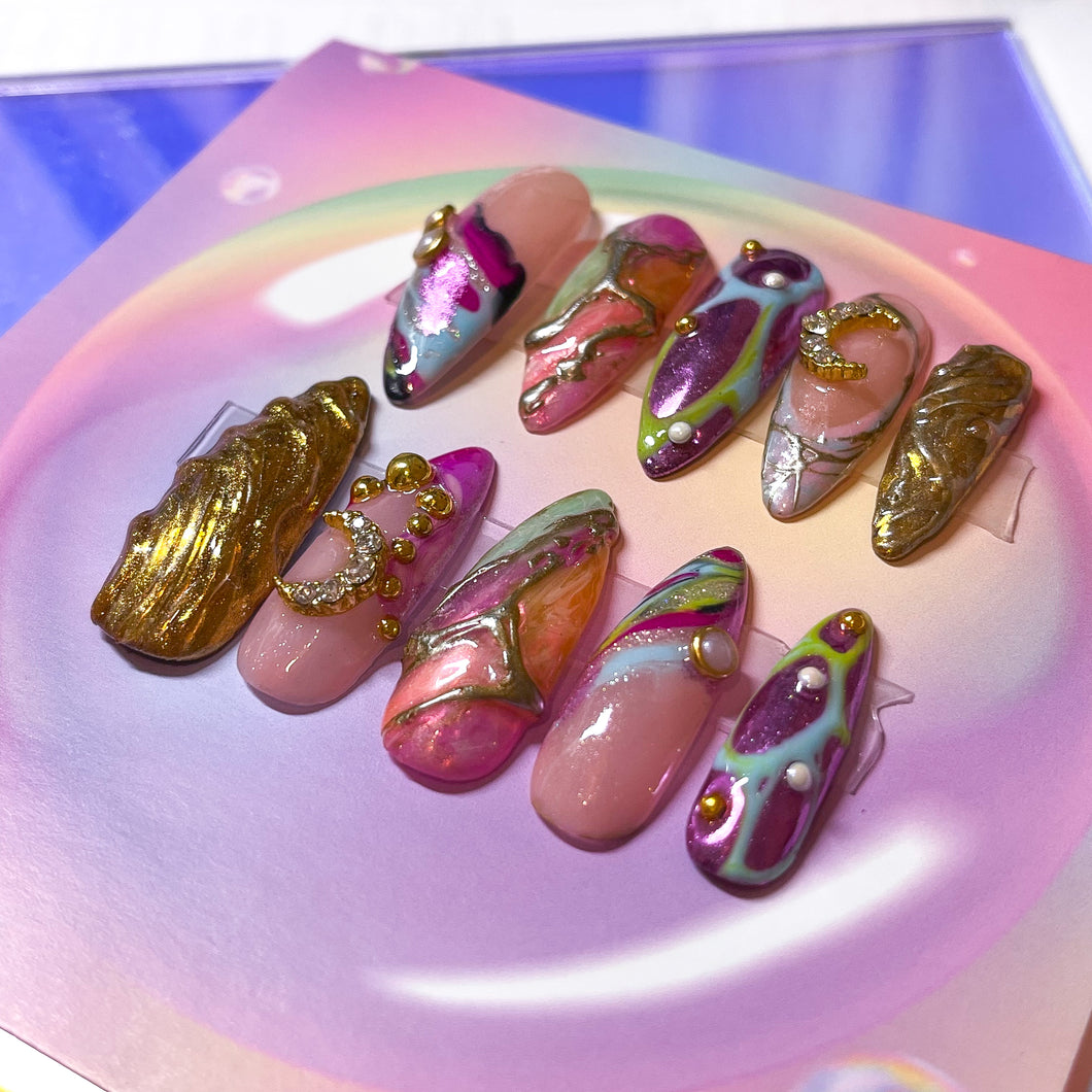 Kaleidoscope- 3D Luxury Press On Nail Set - Super Deluxe Nail art Collection 009